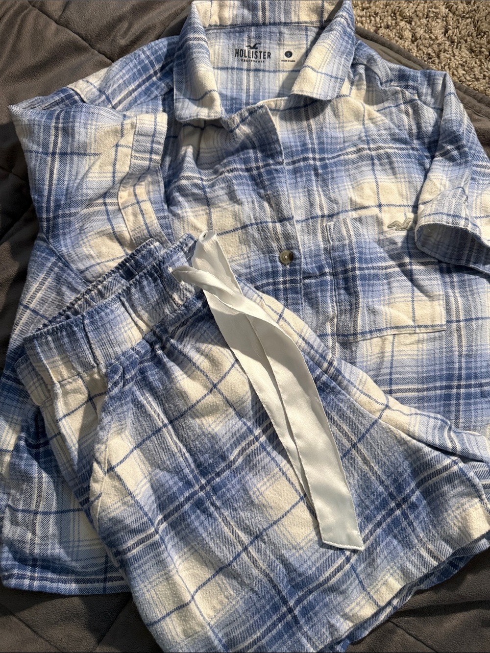 Hollister Blue & White Plaid Pajamas